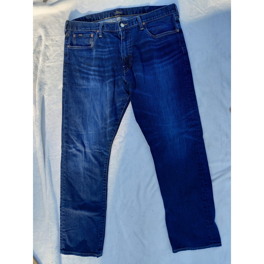 Polo Ralph Lauren Varick Slim Straight Jeans Mens 38x32 Dark Wash Indigo Denim